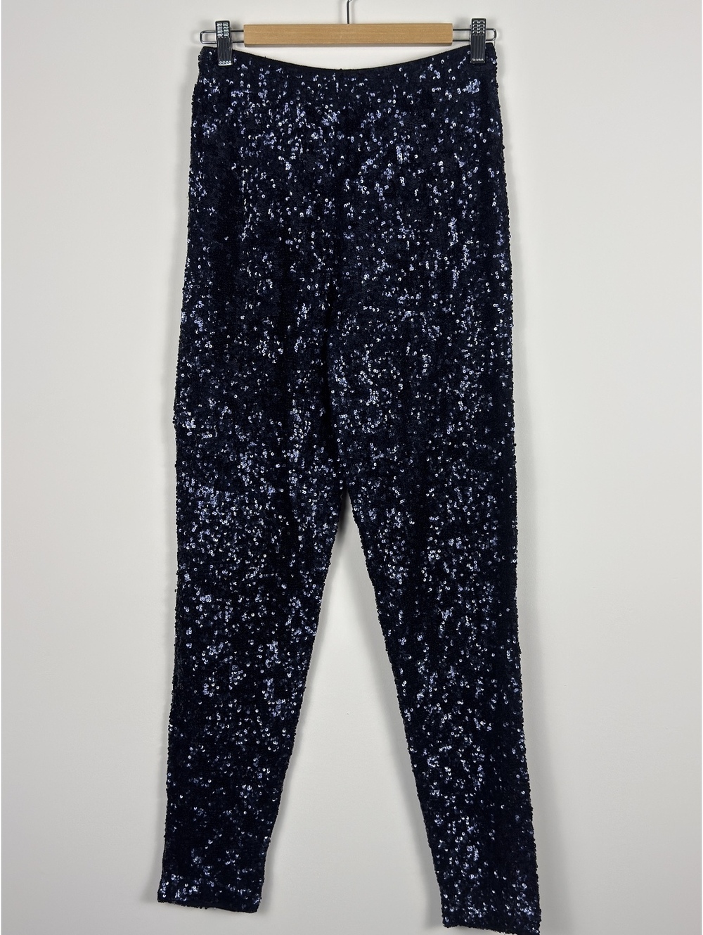 Donna Karan New York Vintage 100% Silk Sequin Pants Navy Blue Size S Evening